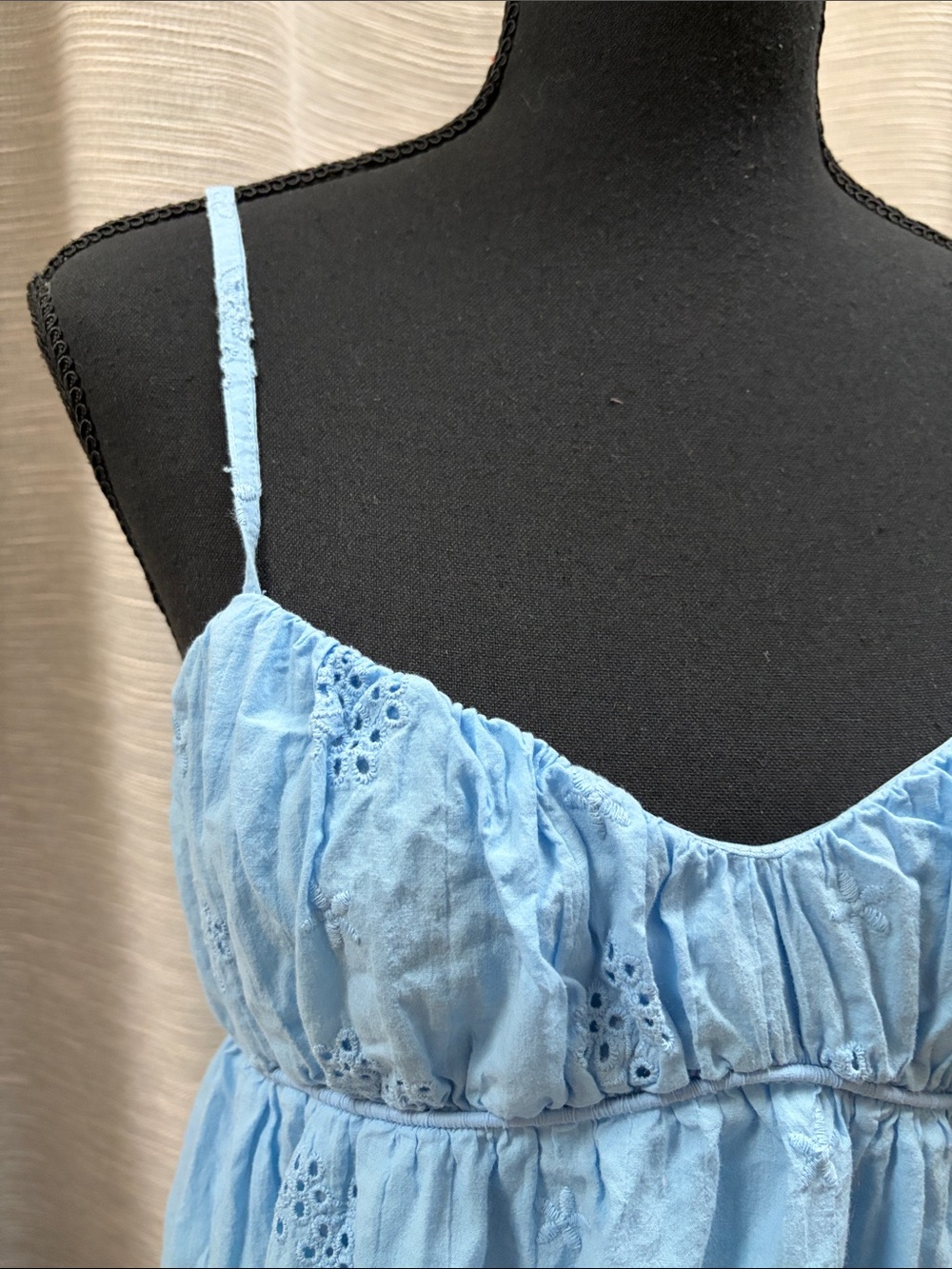 Sim and Sam Light Blue Eyelet Spaghetti-Strap Maxi Dress - Picture 3 of 5